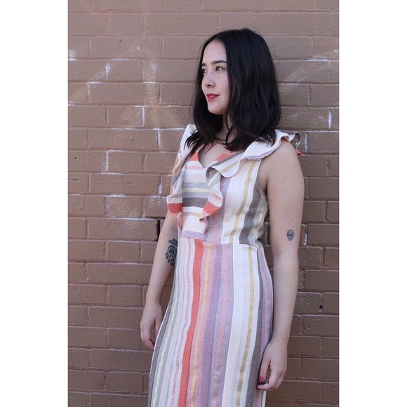 Ace & Jig X Barneys New York NEW Womens Size Medium Magdelena Dress Striped Midi - Picture 4 of 12